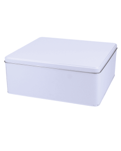 Muestra Caja Metálica Rectangular Blanca con Tapa a Presión