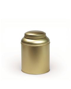 Bote Metálico Dorado Grande con Tapa en Forma de Cúpula
