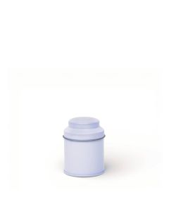 Bote Metálico Blanco Pequeño con Tapa en Forma de Cúpula