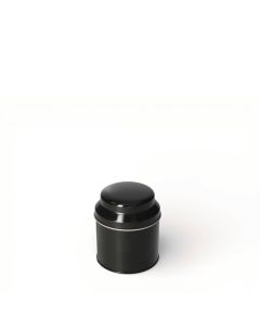 Bote Metálico Negro Pequeño con Tapa en Forma de Cúpula
