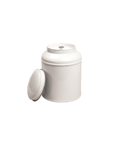 Bote metálico con tapa cúpula blanco - Grande