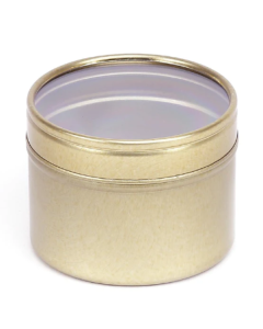 Bote metálico con ventana dorado 100 ml