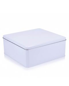 Caja Metálica Rectangular Blanca con Tapa a Presión portada