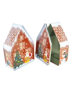 Caja metálica casita nevada navidad