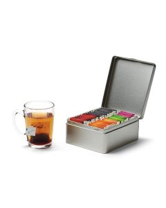 Caja metálica para te con 4 compartimentos