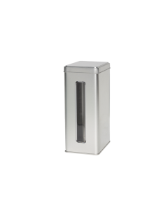 Caja metálica rectangular con ventana