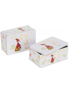 Caja metálica rectangular navidad blanca