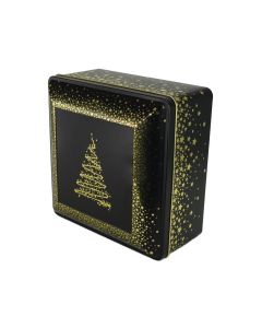 Caja metal navidad estrellas doradas
