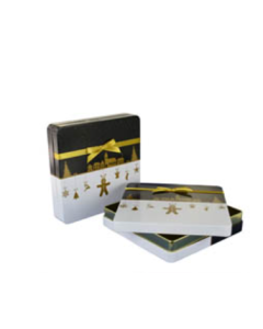 Caja metal Navidad lazo dorado