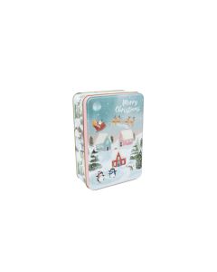 Caja pastas metálica paisaje navidad