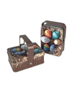 Cesta metálica con asa huevos de Pascua