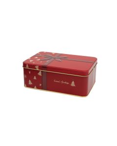 Envase metálico Navidad rojo con lazo
