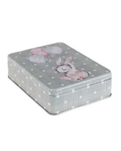 Envase metálico para Pascua gris topos