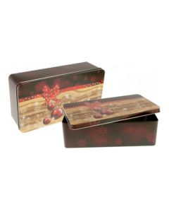 Envase metálico rectangular lazo navidad grande