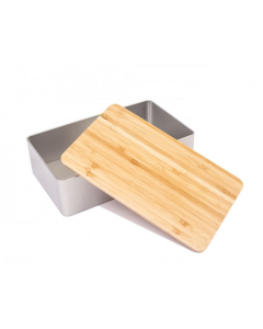 Panera metálica con tapa madera