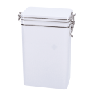 Caja Metálica Rectangular Alta 500gr Blanca con Tapa de Bisagra Cierre Clip Hermético