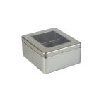 Caja metálica con ventana para te con 4 compartimentos