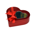 Caja metálica corazón con ventana y lazo