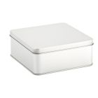 Caja metálica cuadrada pasteles pequeña plata