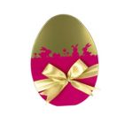Caja metal huevo pascua rosa dorado