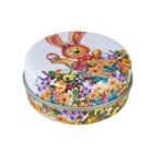 Cajita metal conejito Pascua con flores