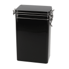 Caja Metálica Rectangular Alta 500gr Negra con Tapa de Bisagra Cierre Clip Hermético